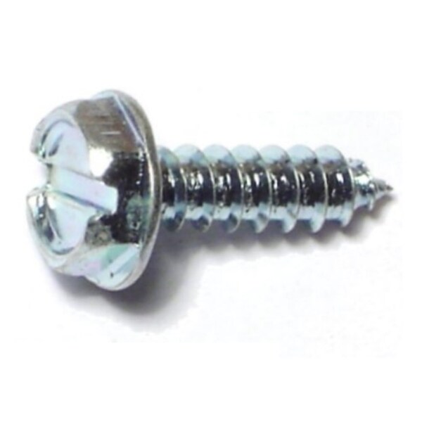 Midwest Fastener Sheet Metal Screw, #6 x 1/2 in, Zinc Plated Steel Flange Hex Head Slotted Drive, 60 PK 61402 - main